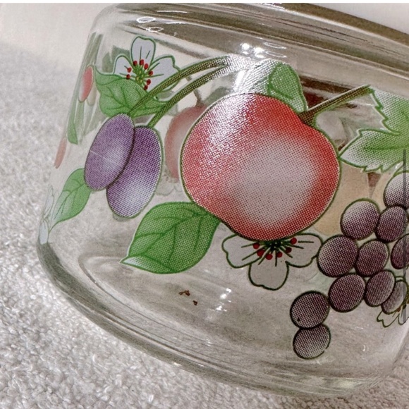 Vintage 80s KIG Indonesia Glass Fruit Flower Canister Set (3) - Picture 5 of 12